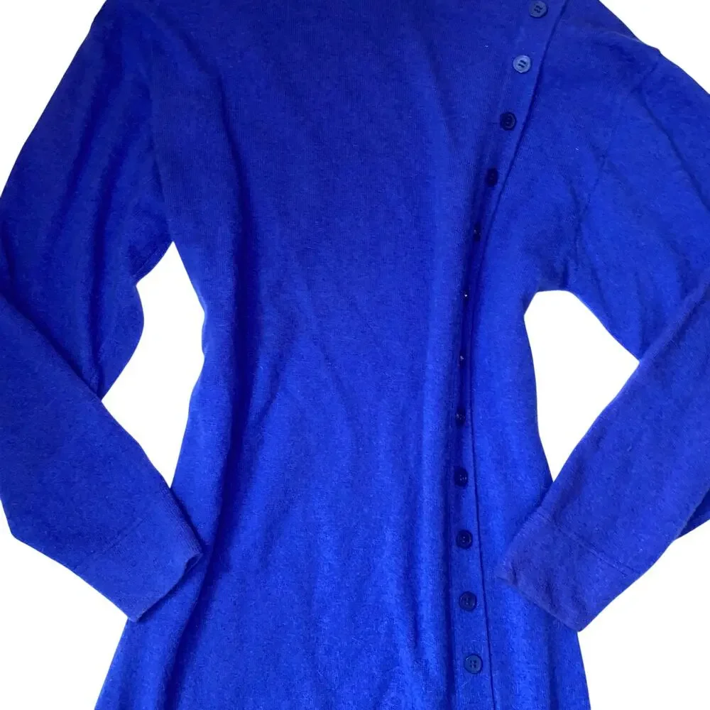 True Vintage Rabbit Hair and Lambswool Luxury Old Money Asymmetric Button Dress - Picture 12 of 16